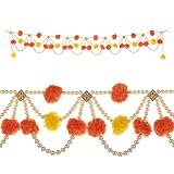 Artificial Marigold Fluffy Flowers Garlands Door Toran Set/Decorative Door Hanging Bandanwar for Hom