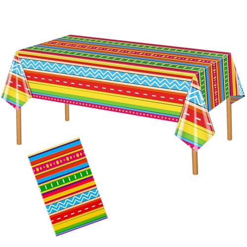 Image of Hxezoc Cinco De Mayo Printed Tablecloths, 54 x 108 Inch Disposable Plastic Table Cover for Mexican Holiday Decorations Outdoor Indoor Party Supplies