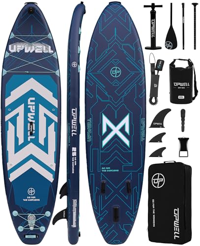 Image of UPWELL 11'6 inchx35 inch Extra Wide Inflatable Paddle Board, Stand Up Paddle Board for Youth & Adults, Stable Design, Premium SUP Accessories, 120L Backpack, 10L Dry Bag, Paddle, Leash, Hand Pump, US Fins
