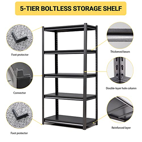 Heavy-Duty-Garage-Shelving-Metal-Storage-Shelves-Adjustable-5-Tier-Metal-Shelving-Unit-Industrial-Utility-Rack-for-Garage-Warehouse-Workshop-12-D275-W60-H-Black