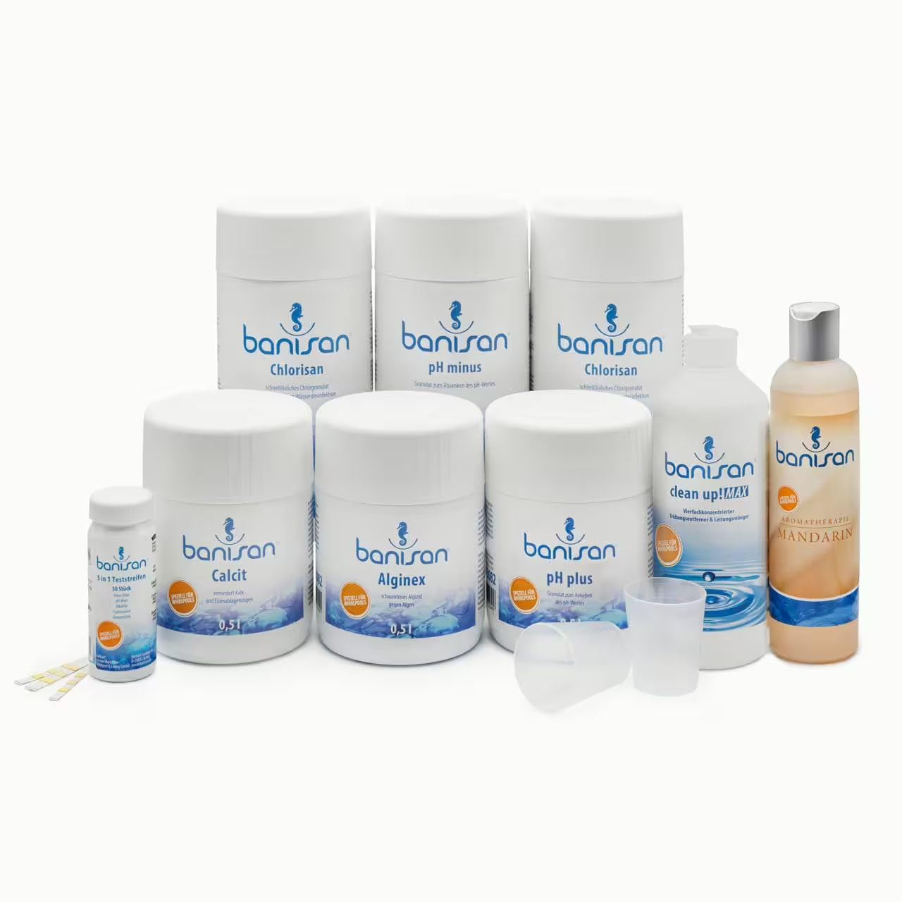 11 teiliges Wasserpflege-Set - Wasserpflege Set für Whirlpool (Badezusatz:Mandarin)