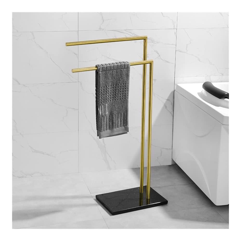 Porte-serviettes de sol libre doré 90 cm avec base en marbre