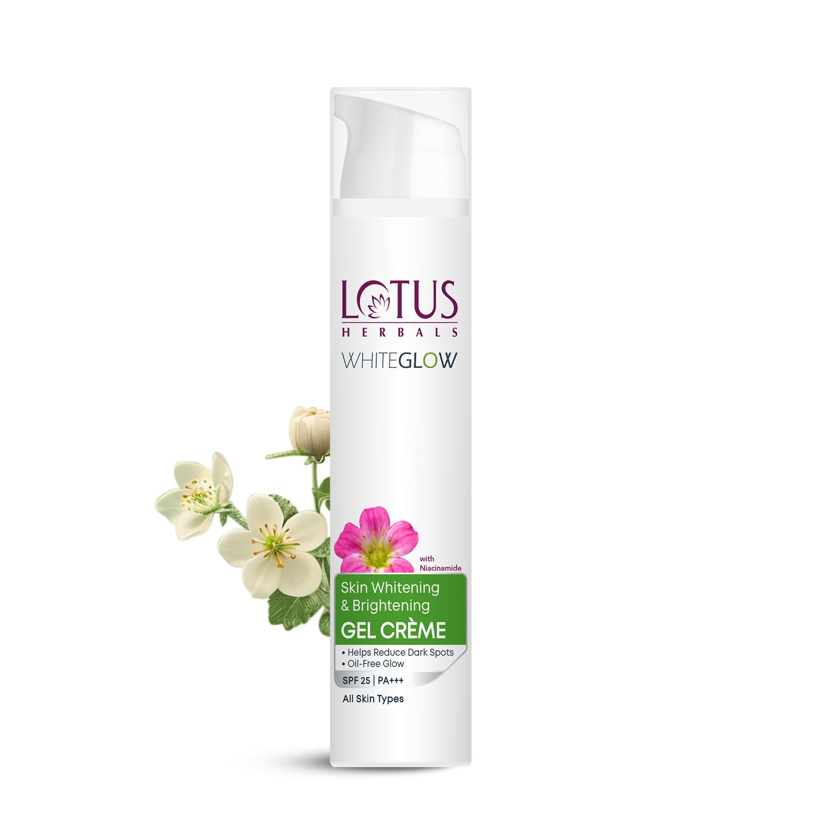 Lotus Herbals WhiteGlow Skin Whitening And Brightening Gel, Face Cream with SPF-25, for all skin types, 75 Gms