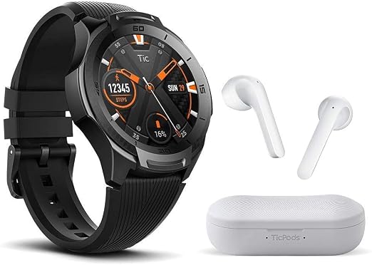 Amazon.com: TicWatch - Reloj inteligente TicWatch S2, grado militar de EE.  UU., GPS 5 ATM, resistente al agua, medianoche + 2 auriculares inalámbricos  TicPods : Electrónica