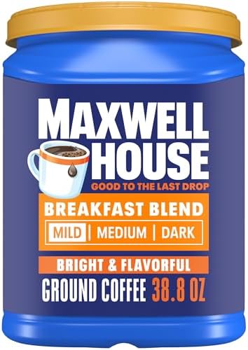 Maxwell House Ground Coffee, Breakfast Blend Mild Roast, 38.8 oz Canister