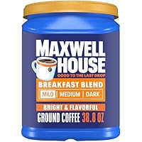 Maxwell House Breakfast Blend Mild Roast Ground Coffee, 38.8 oz Canister