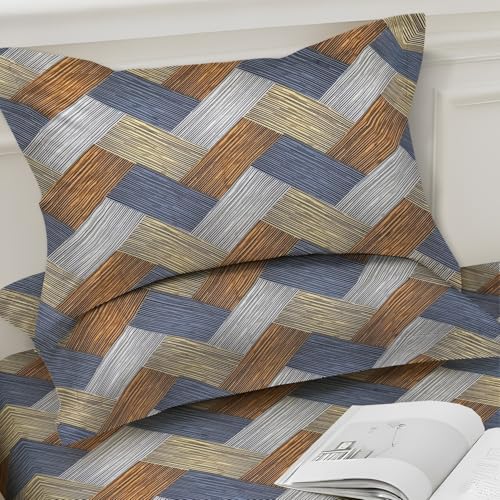 Image of Weave & Decor Super Soft 144 TC 90x90 inches Printed Cotton Double Bed Bedsheet with Two Pillow Covers
