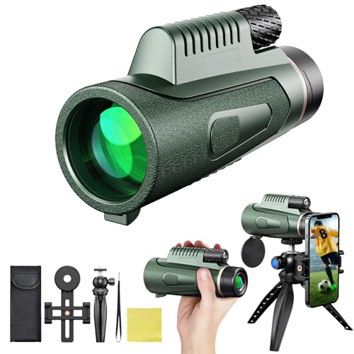 Olycism 12 X 50 Telescopio Monocular Prisma BAK4 Revestimiento Múltiple Trípode Soporte para Smartphone Impermeable Monocular para Adultos para la Observación de Aves Senderismo Caza