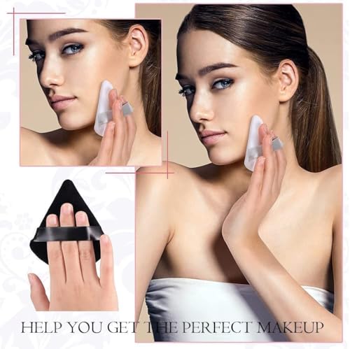 Image of SUNISA Round Foundation Makeup Brush, 2 Pieces Makeup Sponge Blender, 2 Triangle Powder Puffs, Face Cosmetic Puff, Washable Reusable Soft Plush Makeup Sponge