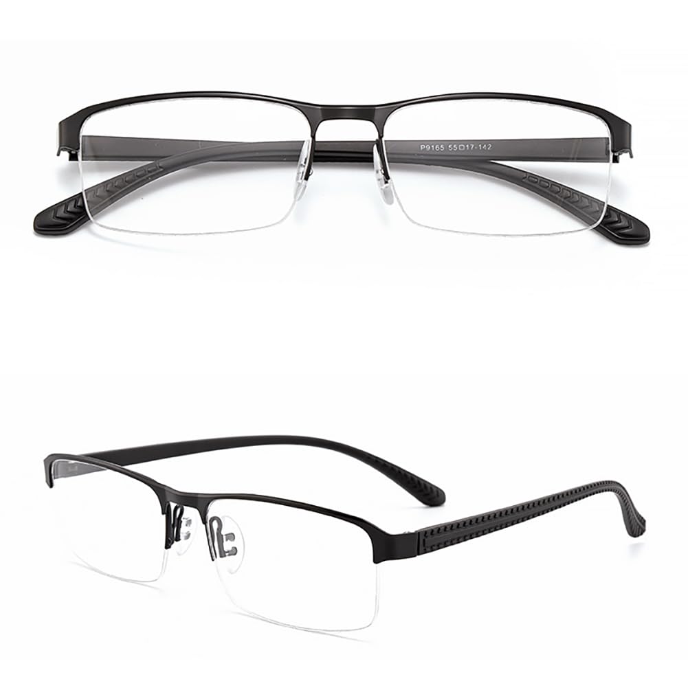JIETIAN Herren-Lesebrille Smart Zoom mit Blaulichtfilter und HD Glas, Metallrahmen 1,56 asphärische Kunststoffgläser Schutzbrille,Schwarz,+2.75