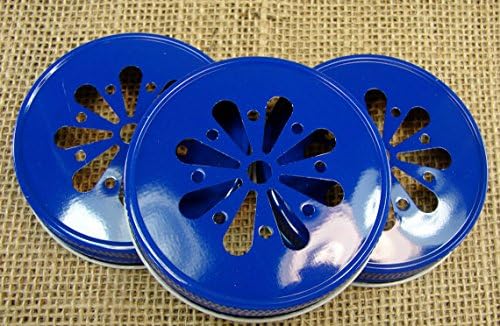12 Decorative Dark (Royal) Blue Daisy Cut Lids for Mason Jars