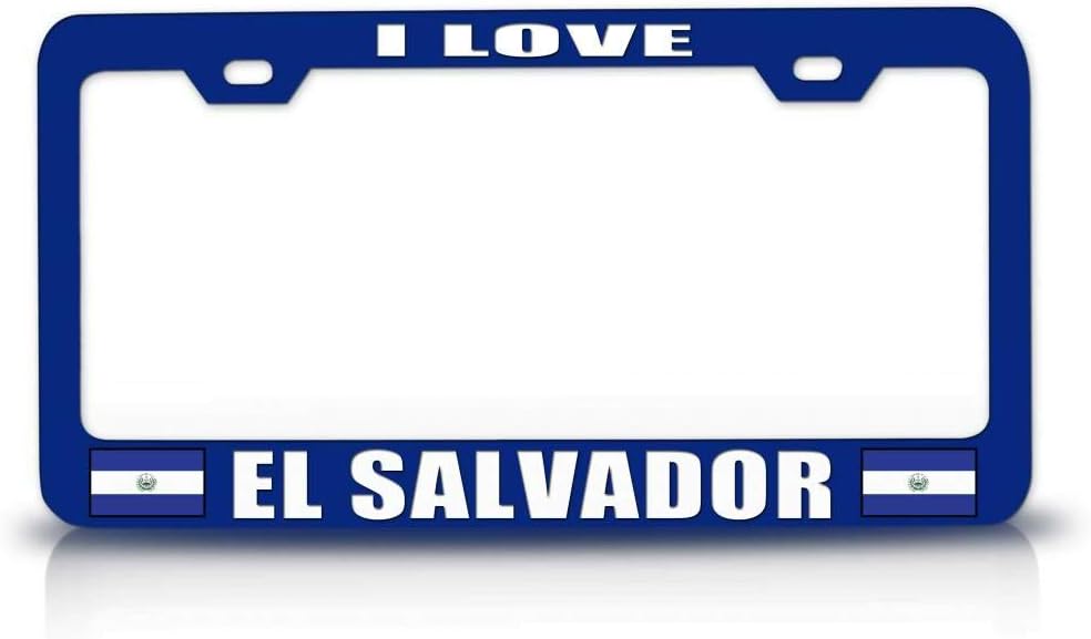 I Love EL Salvador Flag Metal Car SUV Truck License Plate Frame Bu k5