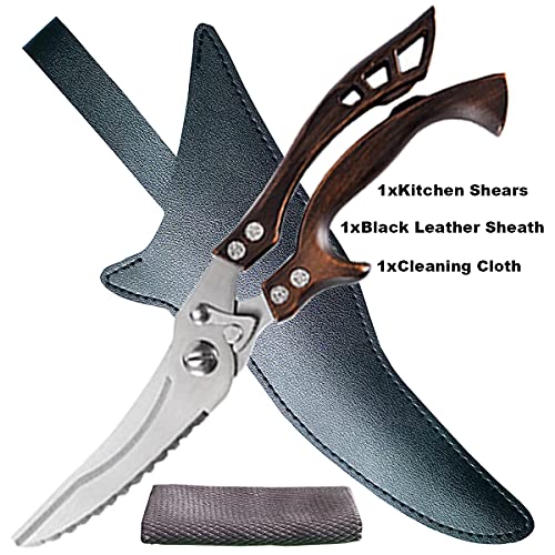 Kitchen Scissors,Kitchen Shears Heavy Duty Dishwasher Safe,Andong Poultry Shears Heavy Duty Professional,Sharp Kitchen Scissors,Kitchen Shears Stainless Steel Spring Loaded With Black Leather Sheath #TOP5