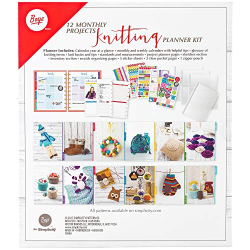 Boye 12 Monthly Projects Knitting Planner Kit #TOP3