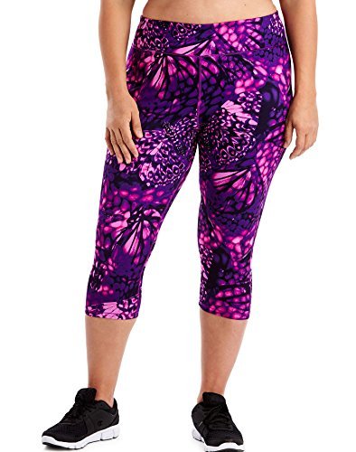 JUST MY SIZE Women's Plus Size Active Stretch Capri, Wingspan Plum Dream, 2X