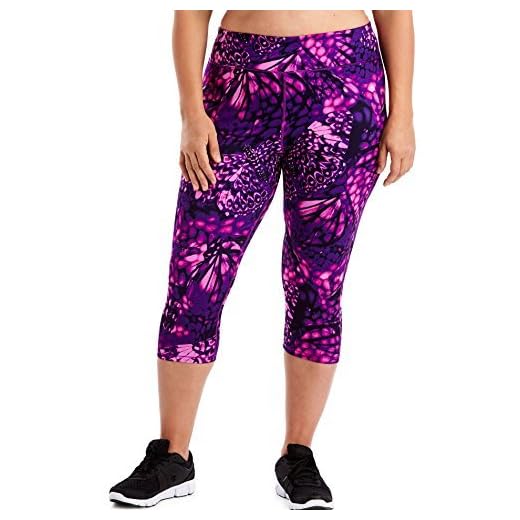 JUST MY SIZE Women's Plus Size Active Stretch Capri, Wingspan Plum Dream, 2X