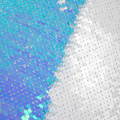 Hmqiang Mermaid Sequin Pillow Cases 16 X16 Inch Set Of 2 Diy Reversible Throw Pillow Case Sequin Sublimation Pillow Blank Funny Pillow Cover For Couch Sofa Bed, Gift, White And Blue #TOP4