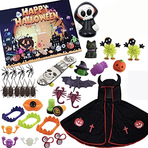 Prevessel Lot de 33 jouets sensoriels pour Halloween, calendrier de l'Avent avec compte à rebours, décorations d'Halloween, jouets de décompression, cadeaux de fête pour enfants Cover