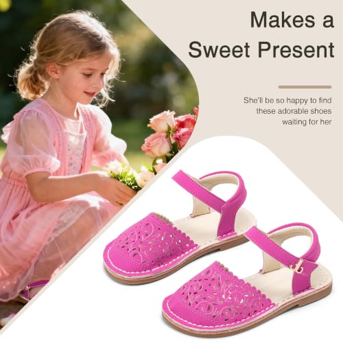 Image of THEE BRON Toddler Floral Cutout Closed Toe Sandals for Girls Breathable Summer Shoes