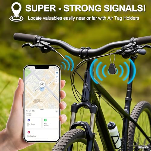 Image of Air Tag Holder 2 Pack - Waterproof Keychain Case with Steel Wire Cable & Hex Lock, Anti-Lost Shockproof Cover Compatible with Apple Air Tag for Luggage, Backpack, Keys, Bicycles, Kids Items