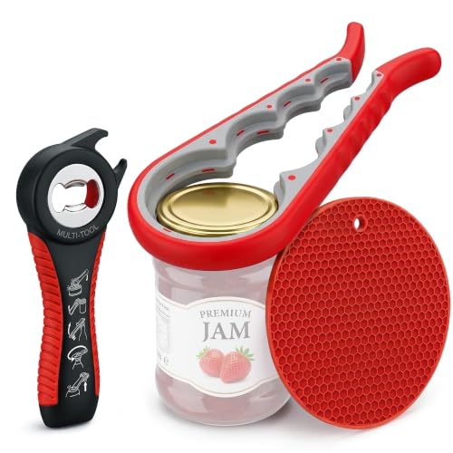 Silicone Jar Opener Set for Seniors, 2 Openers, Non Slip Rubber Pad