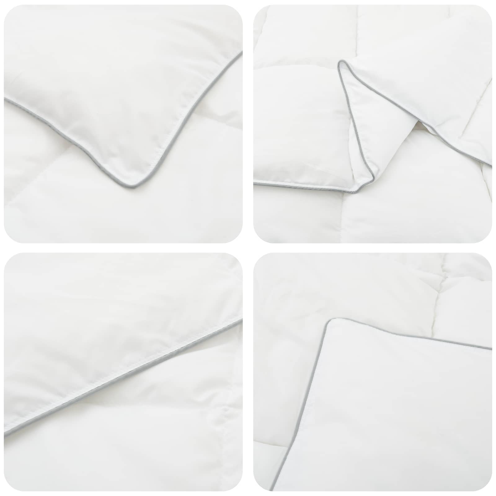 Ganzjahres Bettdecke Weiß 220 x 240 cm Bambusfaser Polyester Füllung für Schlafzimmer Gästezimmer, atmungsaktive Steppdecke für weiches Schlafklima
