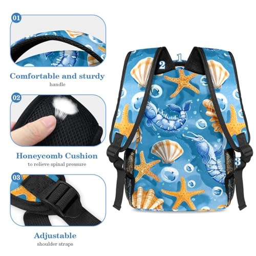 Sac à dos imprimé océan grand format avec trousse assortie style mer bleu