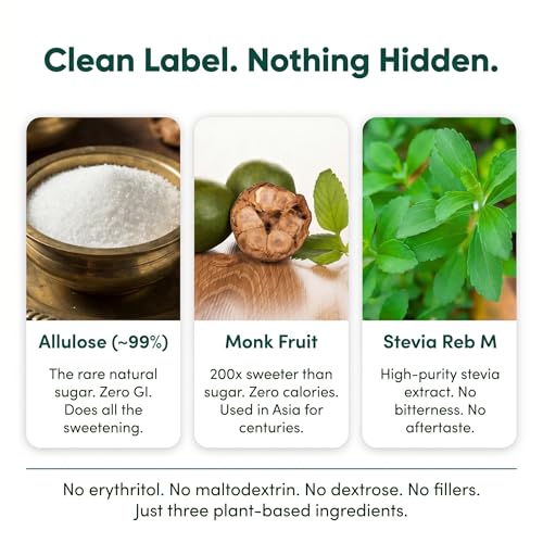 Image of Trulo Allulose Sweetener with Monk Fruit and Stevia | NO ERYTHRITOL | Natural Zero GI Sugar Replacement | Zero Calorie, Keto & Diabetes Friendly | Pocket Pack 100g