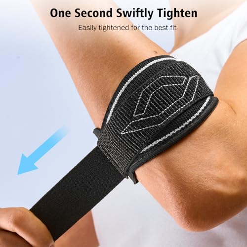 FREETOO Tennis Elbow Support Strap, Dual Compression Golfers Elbow Support with Silicone Cushion for Tendonitis Relief, Adjustable Tennis Elbow Brace for Men Women, Epicondylitis Clasp for Sport-Black - Image 6