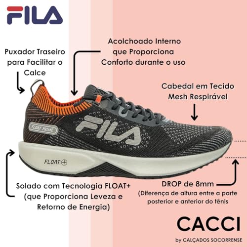Tênis Fila Float Prime Masculino - Preto e Laranja - 41