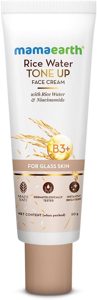 Rice Water Tone Up Face Cream | with Rice Water & Niacinamide | Hydrates | Lightweight, Non-Greasy Formula for Smooth Glass Skin | 1.76 Oz (50g)