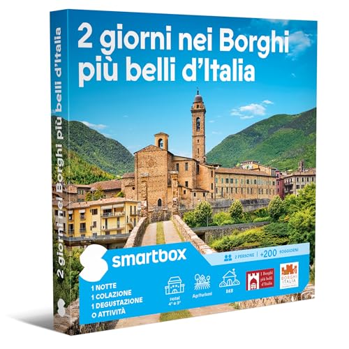 Smartbox - Cofanetto Regalo per Uomo o Donna - 2 Giorni nei Borghi più Belli d'Italia - Idee Regalo Originale - 1 Notte con Colazione e degustazione o attività di Svago per 2 Persone