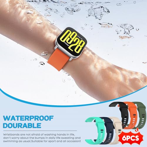 BDIG 6 Piezes Correas Compatible con Xiaomi Redmi Watch 5 Active/5 Lite,22mm Coloridos Transpirable Impermeable Suave Silicona Pulsera de Repuesto para Redmi Watch 5 Active/5 Lite - imagen 3