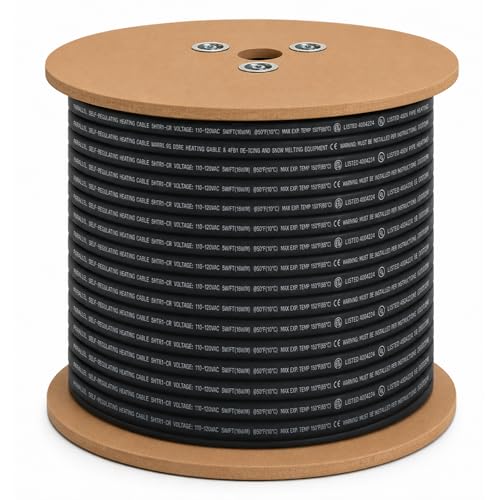 HEATIT Industrial Self-Regulating Heat Cable 5W/ft for Roof & Gutter Deicing Pipe Freeze Protection Heat Tape UL/ETL Certified Roof Heating Cable for Gutters 120V 100ft