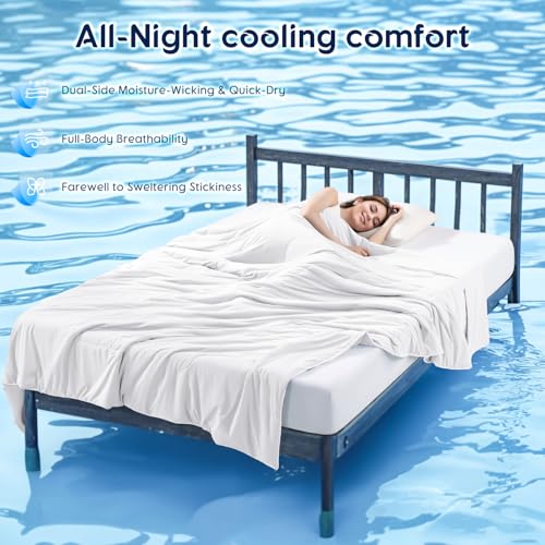 Image of Cooling Blanket for Hot Sleepers & Night Sweats - Cooling Comforter, Breathable Lightweight Double-Sided Summer Bedding, Breathable Soft All Season (Arctic White, Queen(90 inchx90 inch))