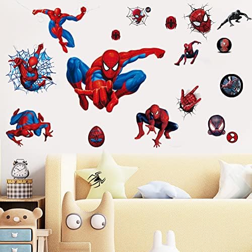 3D Superhero Wall Stickers Children Waterproof Decal Stickers Removable Wall Decor for Bedroom Living Room Kitchen Decoration