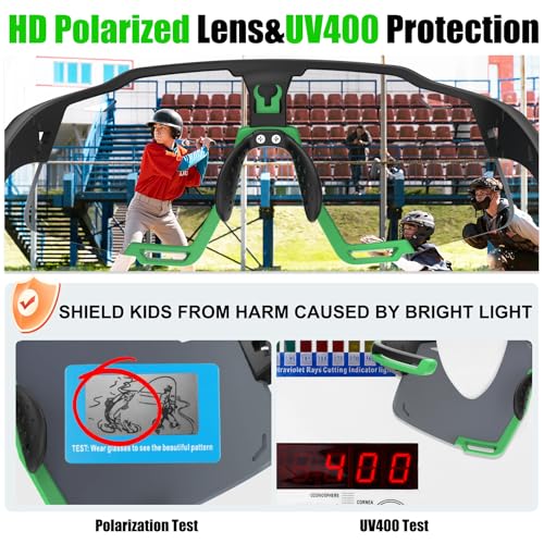 Image of X-TIGER Polarized Kids Sunglasses Youth Baseball Sunglasses UV400 Boys Girls Sports Sun Glasses for Softball Cycling Scooter