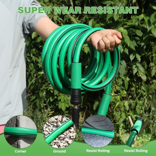 Aiode GARDEN HOSE GREEN Hose 5/8 Inch X 15Ft 25Ft 35Ft 50Ft 100Ft 150Ft 3/4 Inch Solid Brass Fittings Heavy Duty Water Hose Super Flexible All-Weather Lawn & Garden Watering Equipment thumb #5