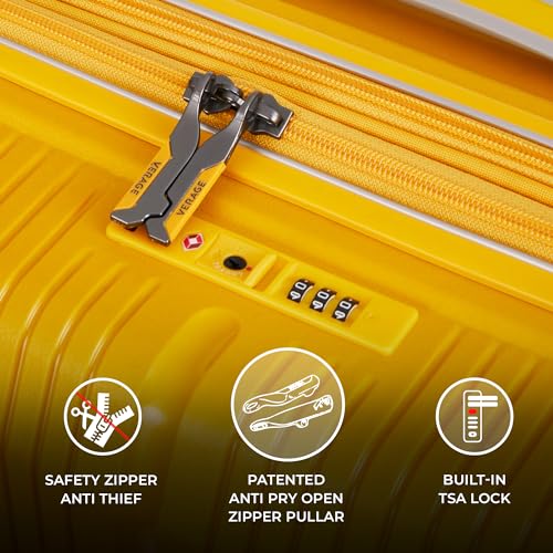 Image of Verage Carry On Luggage with Spinner Wheels, Expandable Hardshell Spinner Suitcase for Travel, TSA Approved (Checked-Large 28-Inch, Yellow)