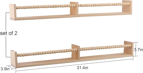 Miniatura 3 de Juego de 3 estantes de 32 pulgadas para guardería, estantes de libros para pared de estantería, estantes de pared para niños, estante organizador de