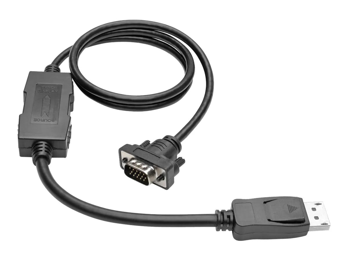 Tripp Lite Eaton Series P581-003-VGA-V2 DisplayPort 1.2 to VGA Active Adapter Cable, DP Male to HD15, 3 ft (0.9 m), 1080p, Black, Cloud Care Pre-Configured Bundle Eligible (50 Pack)