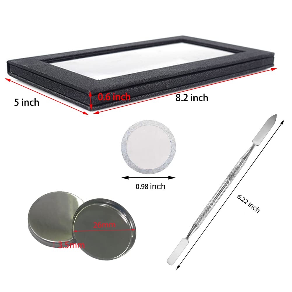 Tavolozza Magnetica Vuota 4 Strati Fai Da Te - Effetto Legno Bianco + Spatola E 100 Adesivi Metallici - Organizer Per Trucco Con Forte Magnetismo