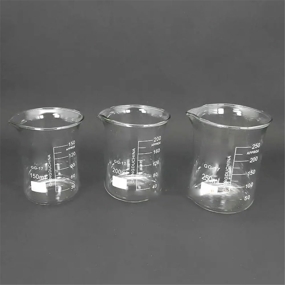 Vetreria da laboratorio Diversi set di becher da laboratorio in vetro borosilicato, tazze graduate, contenitori in vetro resistenti al calore(Set-14)