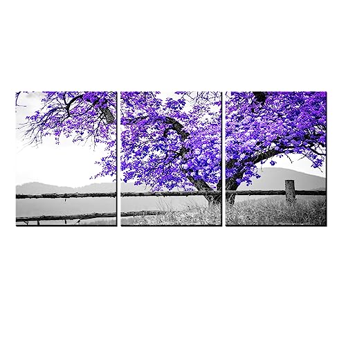 Árbol en blanco y negro cuadro de 3 paneles LevvArts para decoración de pared en salón