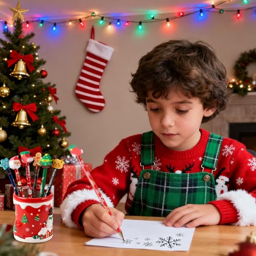 12 Lápices de Navidad con Goma, Diseño Festivo Único miniatura 6