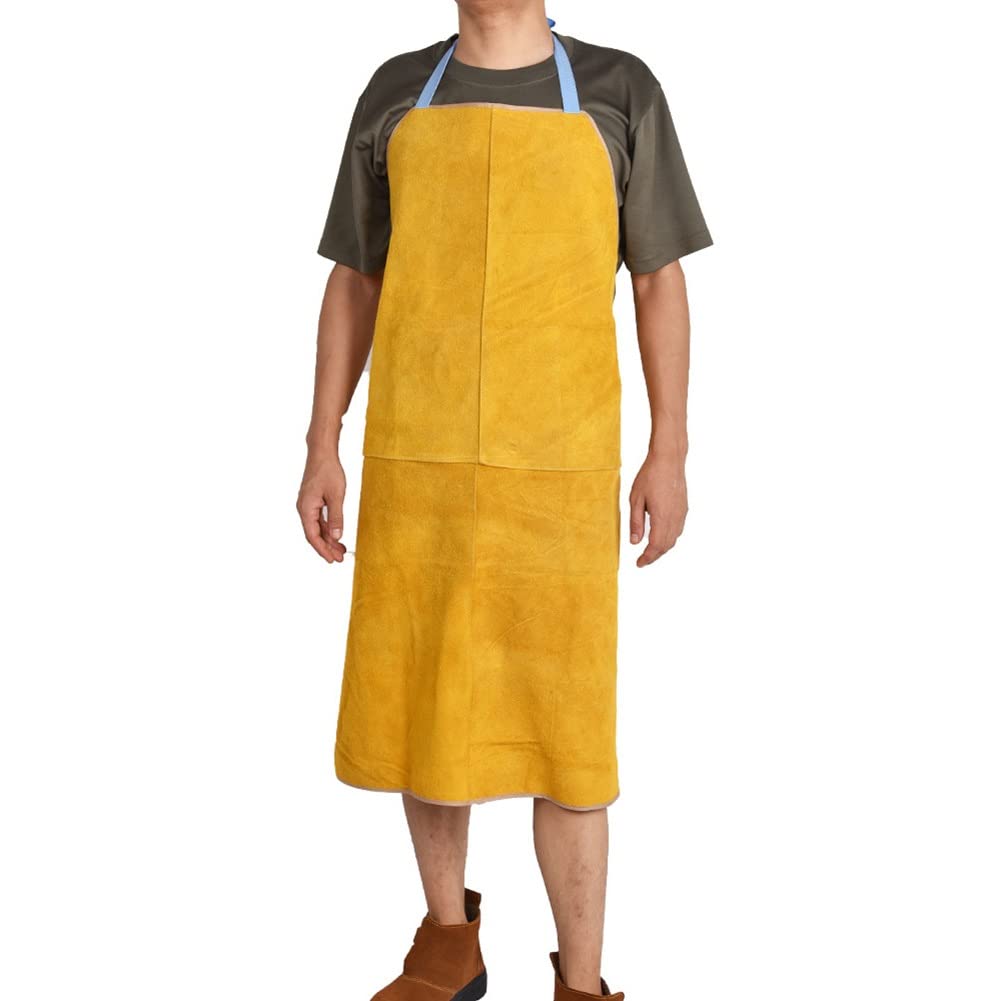 Tablier de soudage Tablier De Soudage De Vachette, Tablier en Cuir Résistant À La Chaleur Et Ignifuge, Ajustement Réglable (Color : Yellow, Size : 70X100CM)