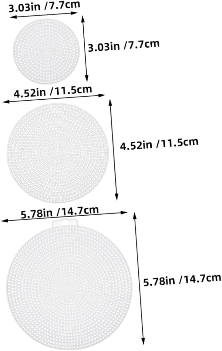 AKOOSY 15pcs Plastic Canvas Sheets Round Embroidery Mesh for Crochet Projects Includes for Stitching Crafts and Accessories