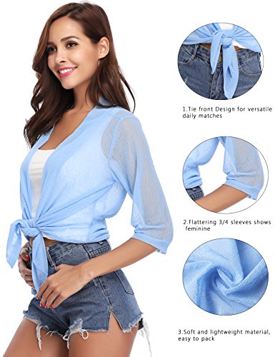 Cárdigan de bolero azul iClosam para vestidos en eventos y oficina 4