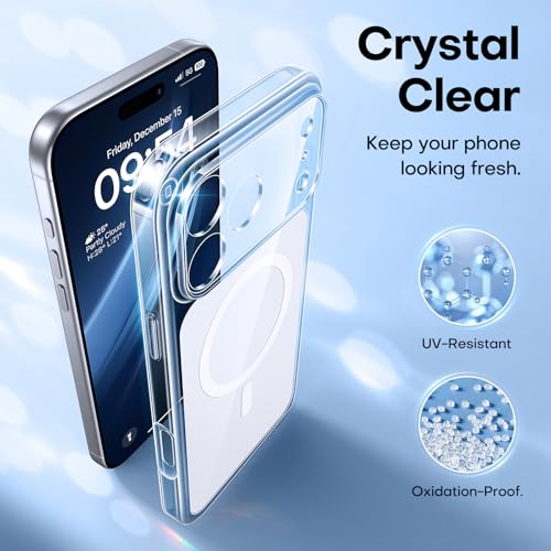 Image of TAURI for iPhone 17 Pro Max Case, Compatible with MagSafe, White Clear | with Screen Protector, Not-Yellowing Military-Grade Protection, Shockproof Slim Magnetic Case for iPhone 17 ProMax