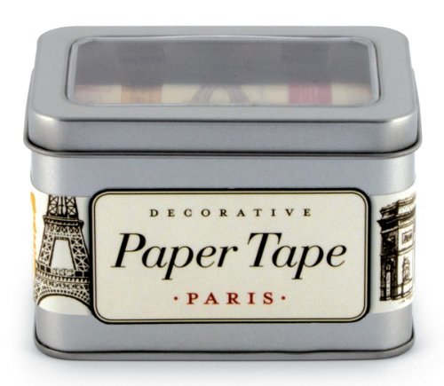 Cavallini Paris Decorative Paper Tape - 5 Assorted Paper Tape Rolls (16 Yards per roll)